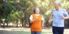 Photo of a elderly couple running