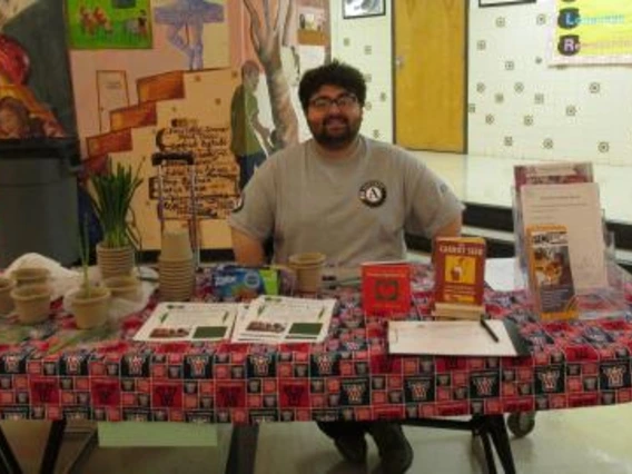 AmeriCorps member James Tewksbury promoting FEP and fun activities
