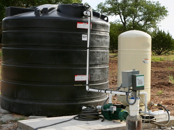 groundwater well and storage tank