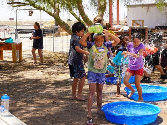 kids playing in small pools