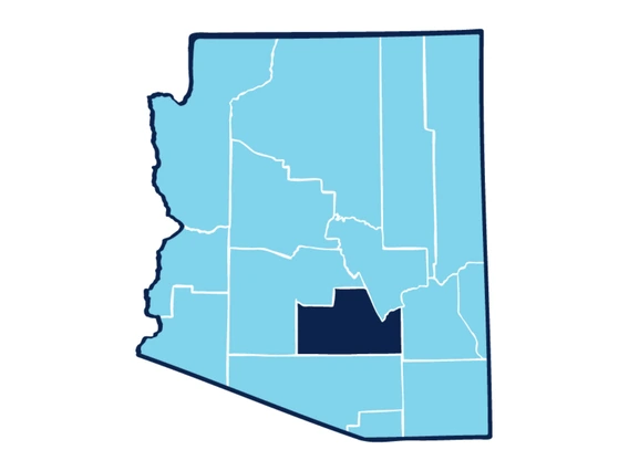 pinal county highlighted on map of arizona