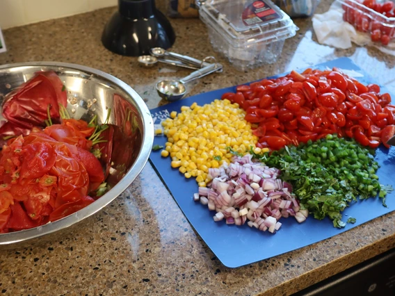 Photo of a woman cutting vegetables