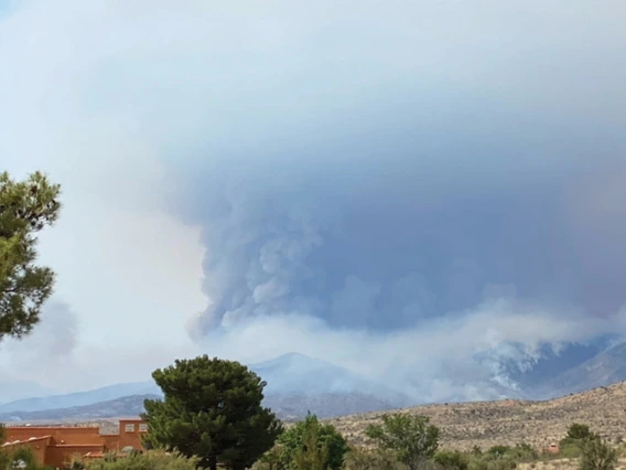 wildfire burning on Pinal Mountains in Gila County