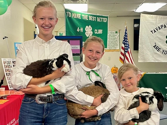 3 children holding rabbits