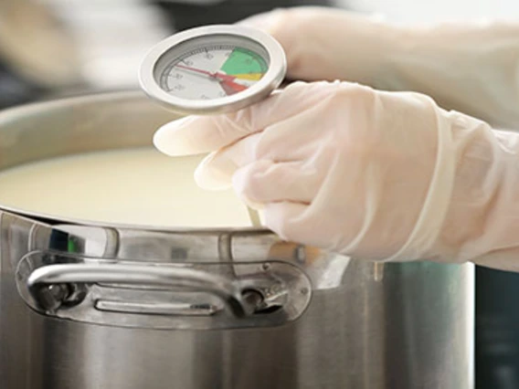 Hand holding food thermometer 