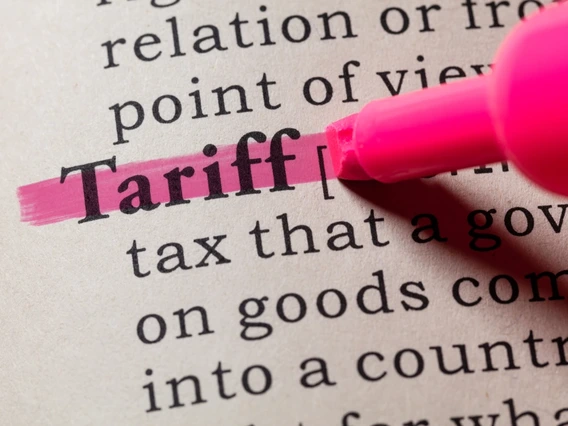 A dictionary entry for the word tariff