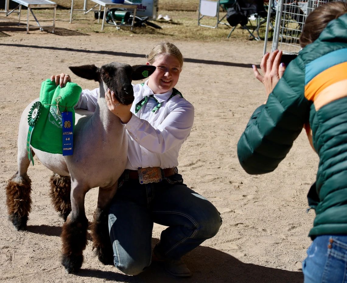 Photo of a girl with a 4H sheep