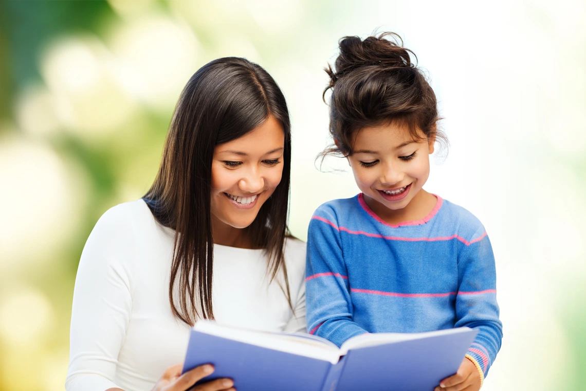 Mother and daughter reading