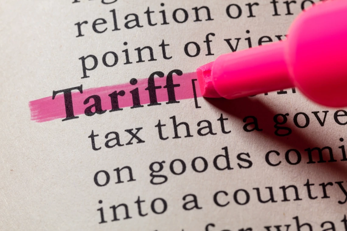 A dictionary entry for the word tariff