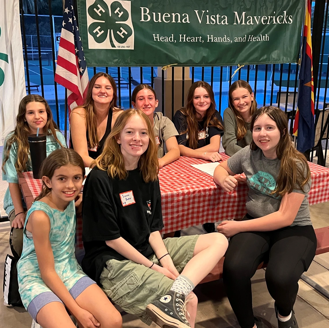 buena vist mavericks 4-H youth at picnic table