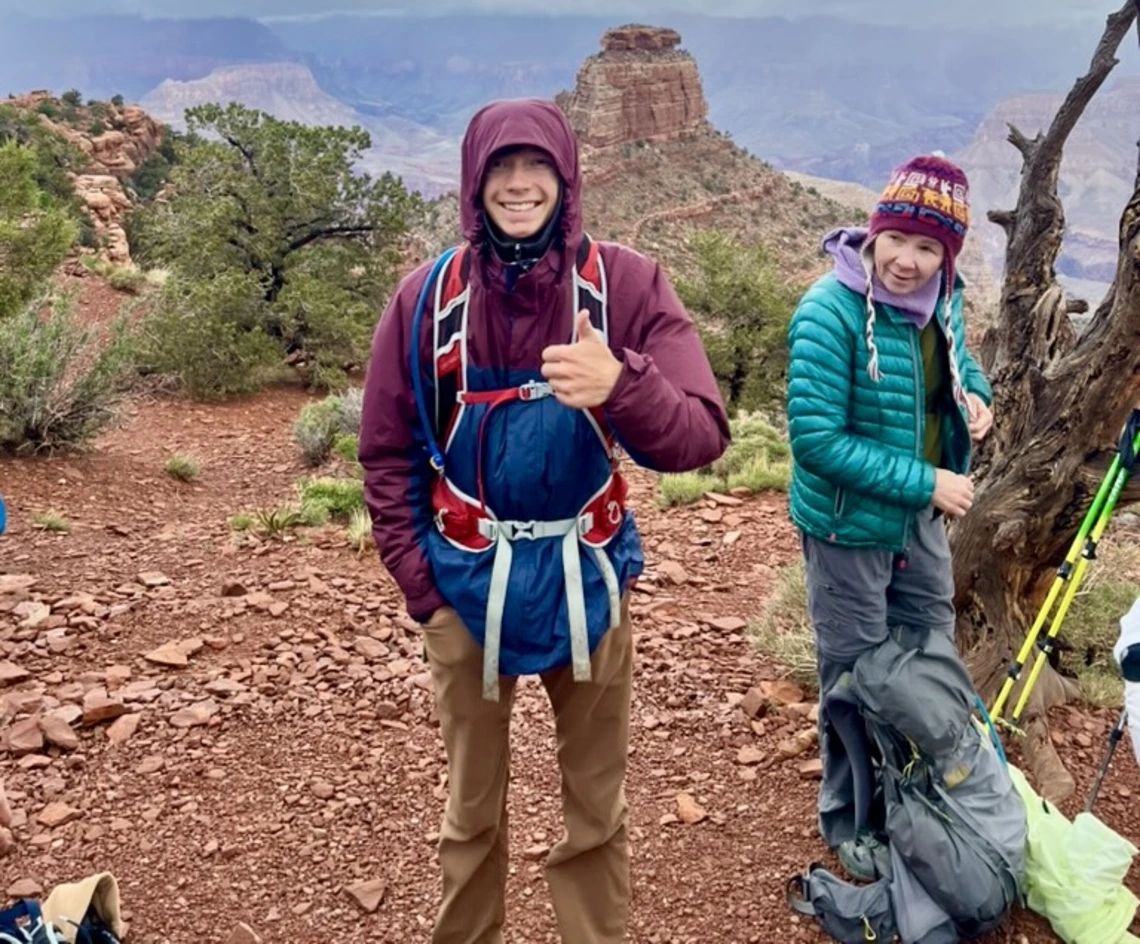 Photo of Owen Brosanders hiking in the Grand Canyon