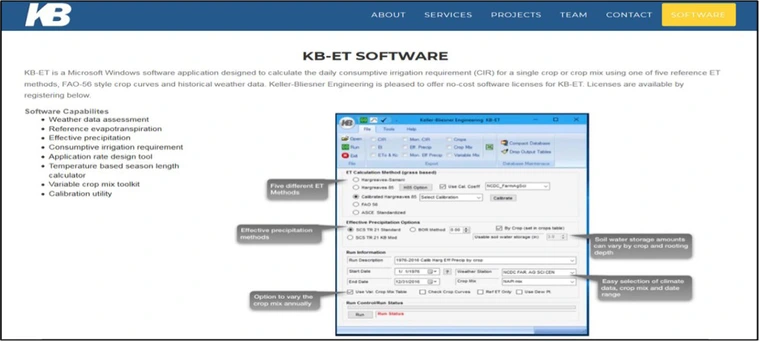 Screenshot of KB-ET Software in use