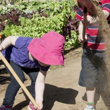 children working in a garden