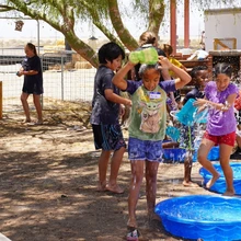 kids playing in small pools