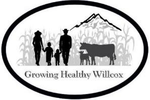 growing healthy willcox logo; black and white image of a family on a farm with growing healthy willcox